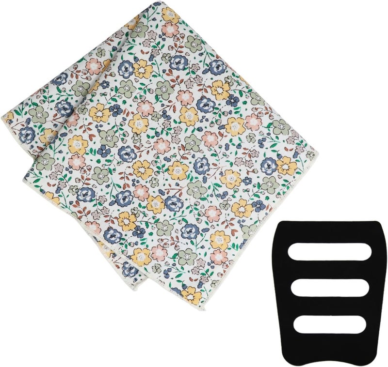 GHTIYLP Store Floral Cotton Pocket Squares for Men with Pocket Square Holder Flower Men's Handkerchiefs for Wedding Groom Casual - Image 1